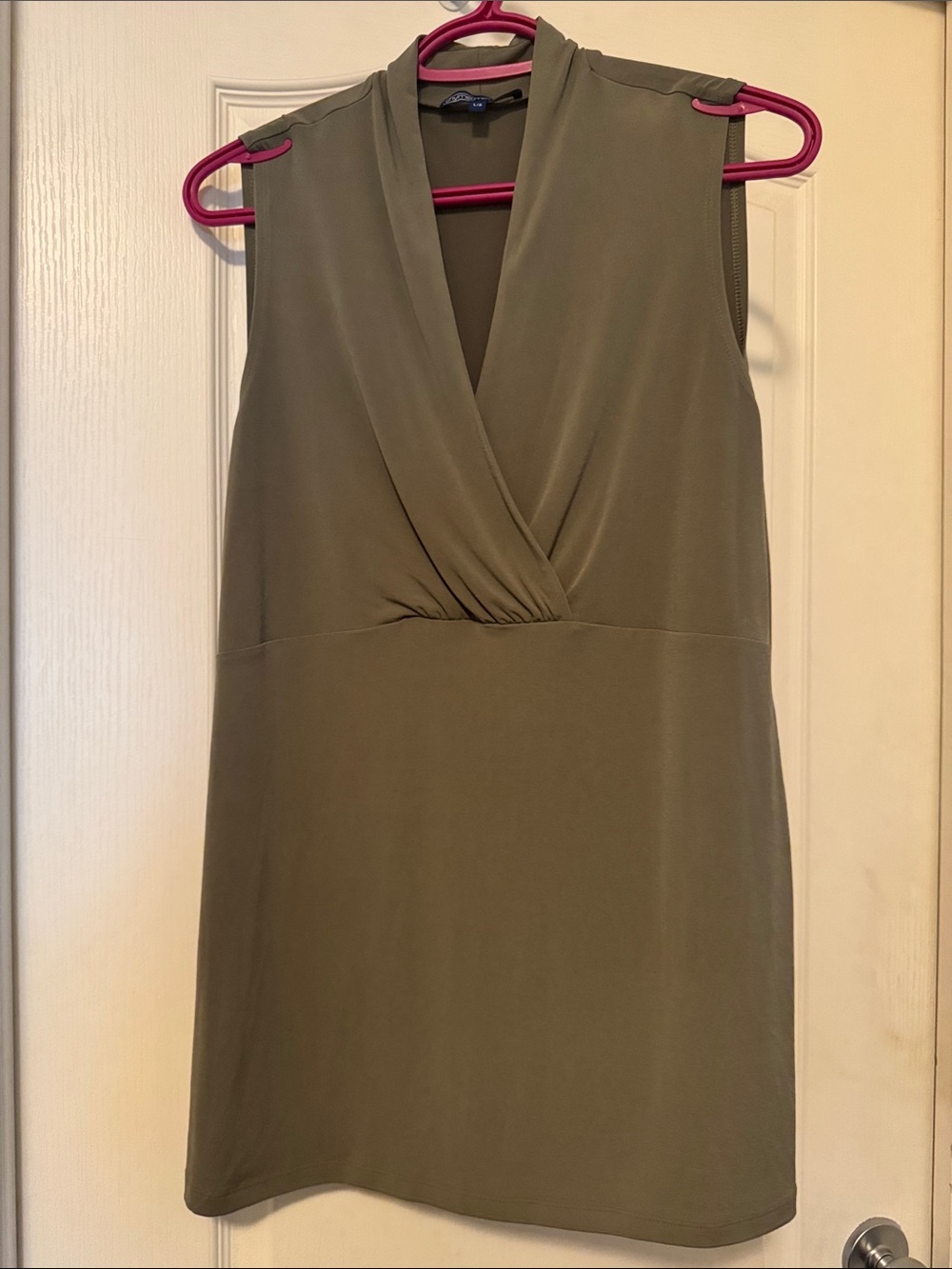Thyme Maternity Olive Green Sleeveless Wrap-Front Maternity Tank